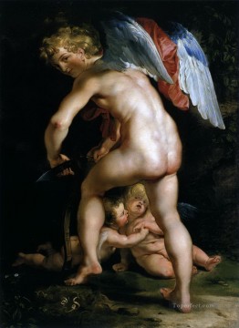 Peter Paul Rubens Painting - cupid making his bow Peter Paul Rubens